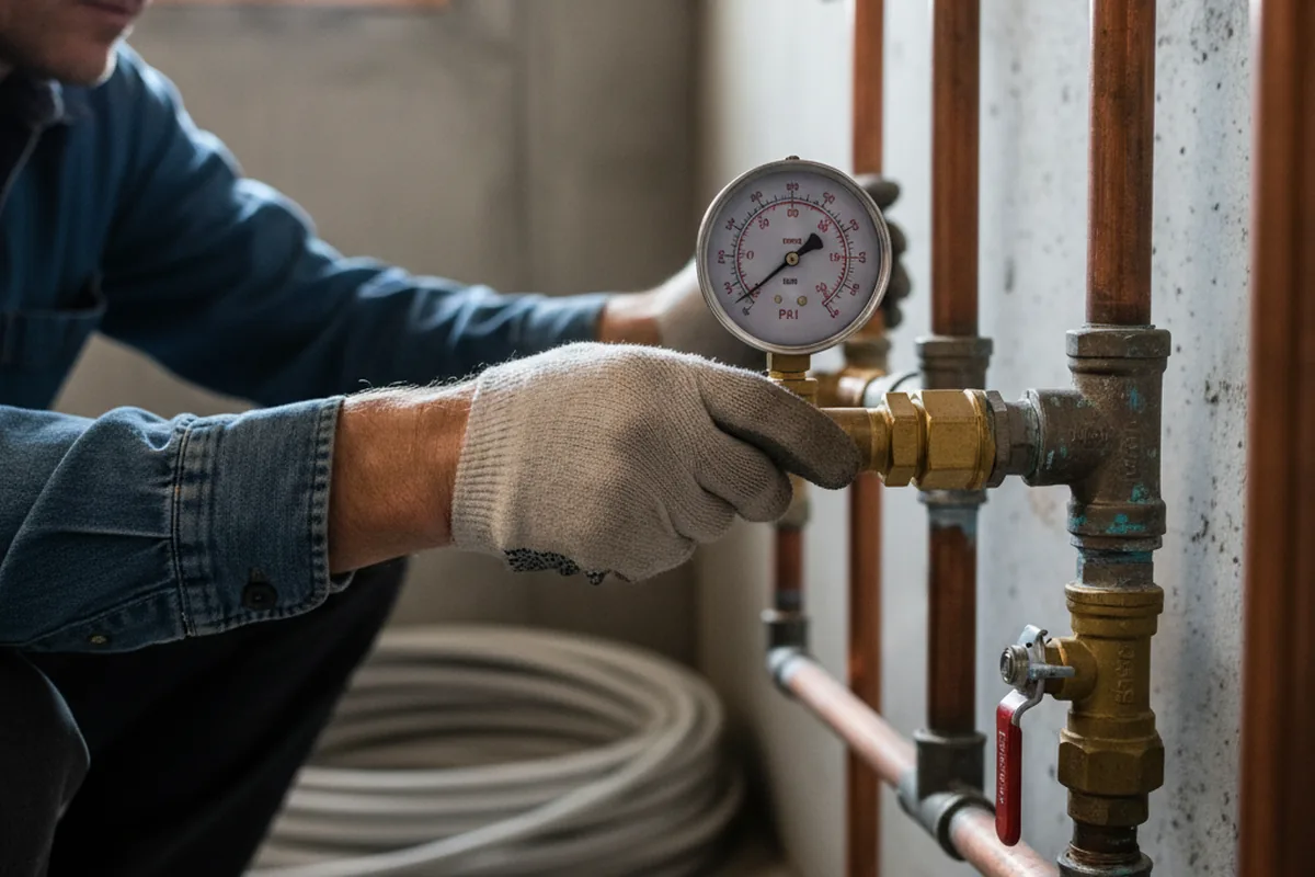 Pressure testing a repaired line during Water Line Repair in Torrington